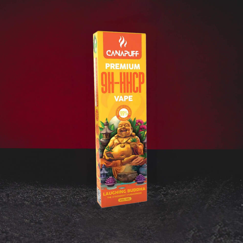 9H-HHCP Vape 99% 1ml Laughing Buddha – Premium Vape mit schwarzem Lakritz-, Zedern-, Zimt- und Dieselaroma premium disposable vape met 9H-HHCP cannabinoïde vape desechable premium con cannabinoide 9H-HHCP
