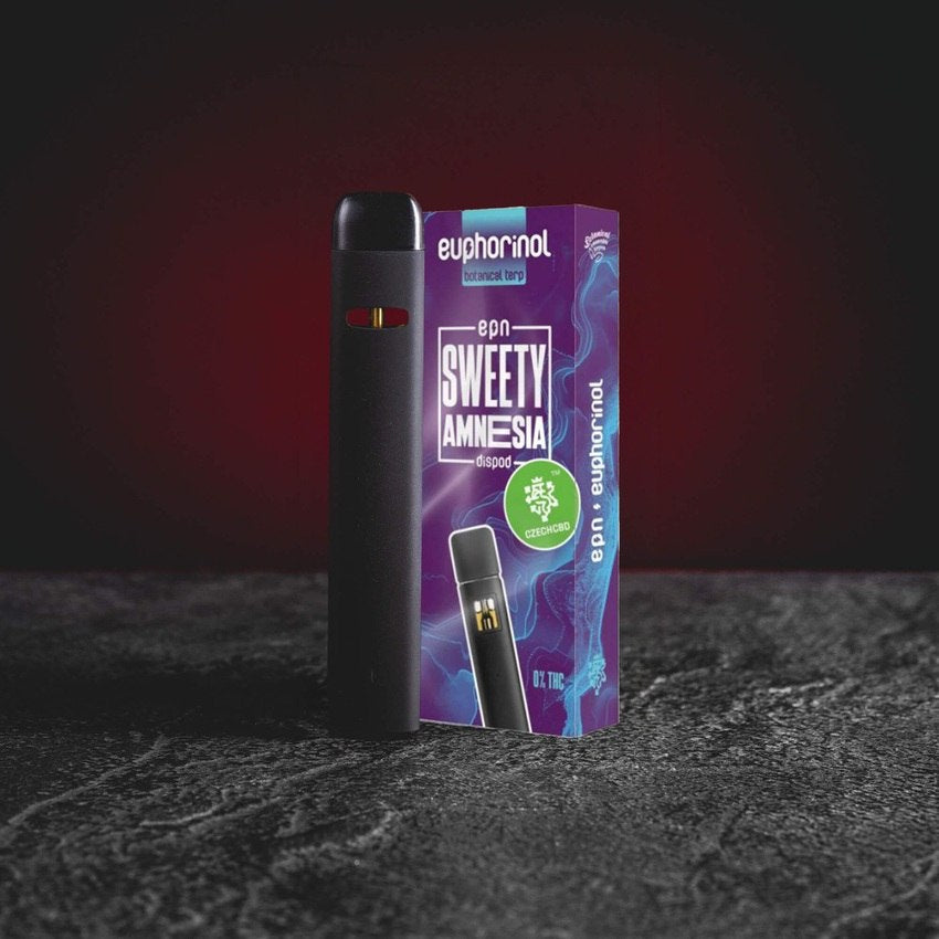 Premium EPN Dispod 0,5 ml mit halbsynthetischem Cannabinoid EPN, frisches Sweety Amnesia Strain-Aromaprofil, euphorischer und leichter mentaler Effekt ohne sedierende Eigenschaften, Einweg-Vape von Kratom World