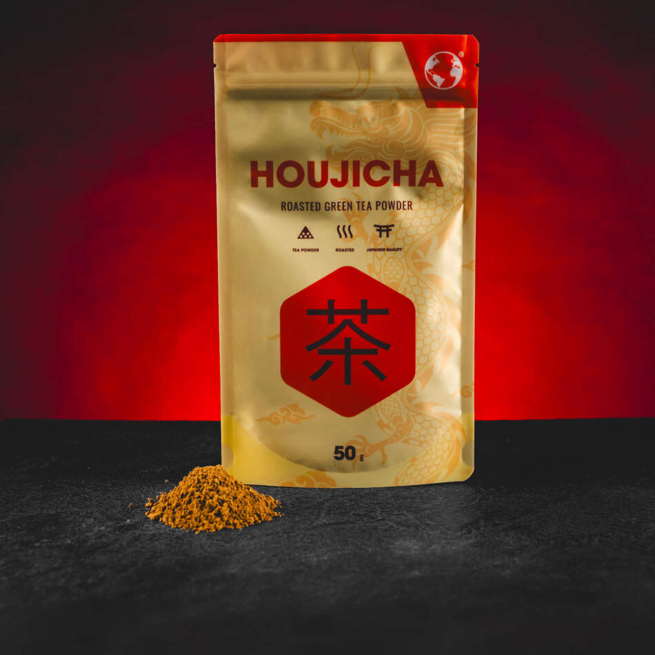 Kratom World Hojicha Powder 50 g – fein gemahlener gerösteter Grüntee aus Japan mit nussigem und karamelligem Geschmack té verde japonés tostado y finamente molido con sabor a frutos secos y caramelo fijn gemalen geroosterde groene thee uit Japan met notige en karamelachtige smaak