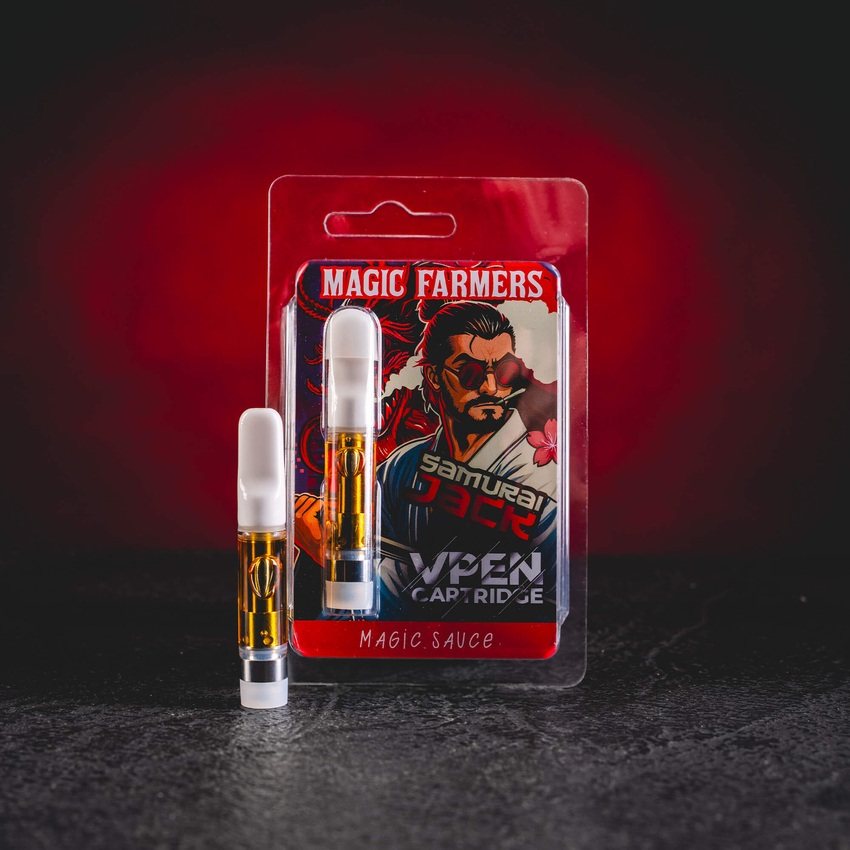 Premium 1-ml-Cartridge Samurai Jack mit vollem, energetischem Aroma und einzigartigem Geschmacksprofil. magic farmers samurai jack cartridge kratomworld verkauf