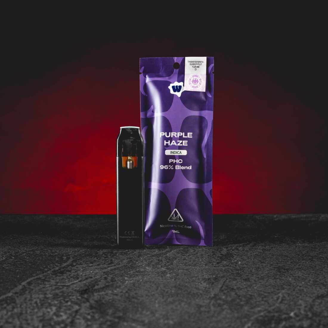 Kratom World PHC Vape 96% 1ml Purple Haze – Premium PHC Vape mit Waldbeerenaroma, leicht würzigen Untertönen und klassischem Haze-Charakter
