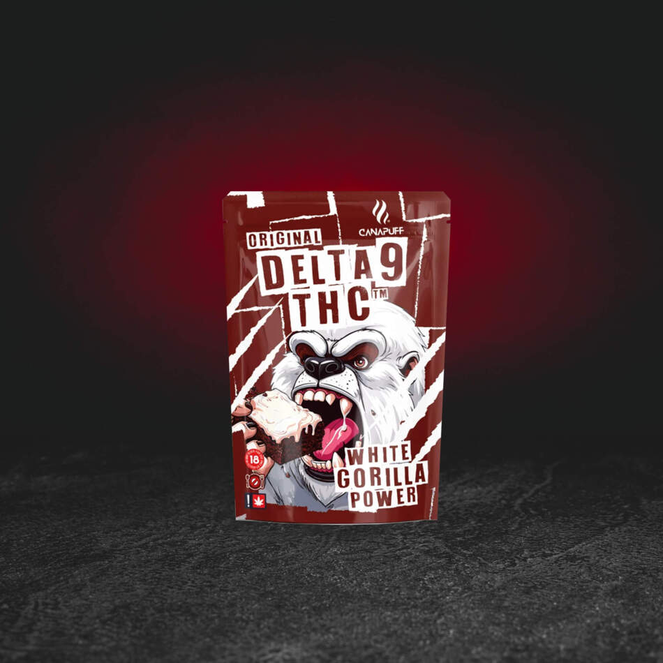 TH Happy Brownie White Gorilla Power – Premium-Hanf-Brownie mit Cannabinoid TH in Originalverpackung, Kratom World premium hennepbrownie met cannabinoïde TH brownie de chocolate y cáñamo con cannabinoide TH