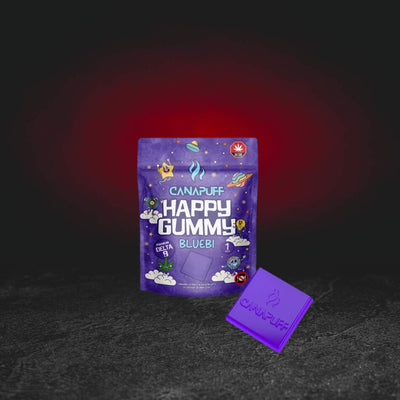 TH Happy Gummy Bluebi – Premium-Hanf-Fruchtgelee mit Blaubeergeschmack und Cannabinoid TH in Originalverpackung premium hennepfruitgelei met frambozensmaak en cannabinoïde TH gelatina premium de cáñamo con sabor a cereza y cannabinoide TH