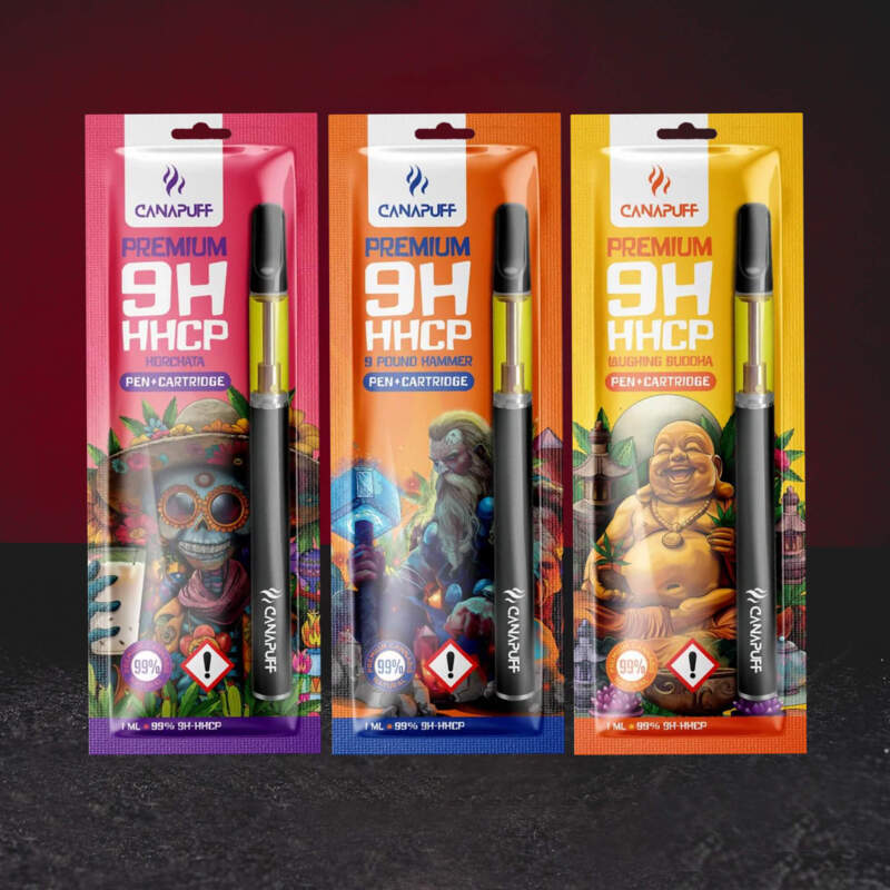 Vape Set 9H-HHCP 99% 1ml – Premium Vape Set mit 9H-HHCP Cannabinoid in den Varianten 9 Pound Hammer, Laughing Buddha und Horchata